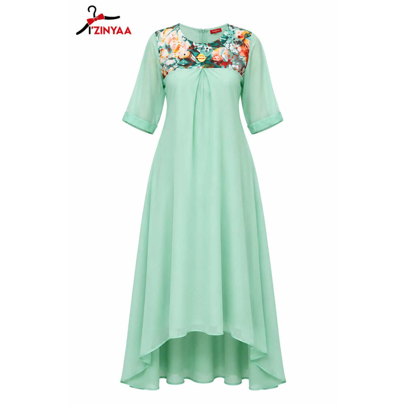 Robe Menthe Fluide Éclat Floral