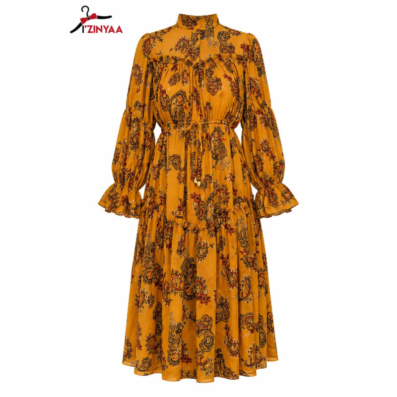 Robe Bohème Safran Motifs Cachemire
