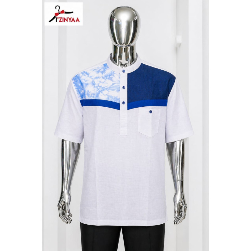 Chemise Premium Izinyaa Azure Contraste Signature – Élégance Graphique