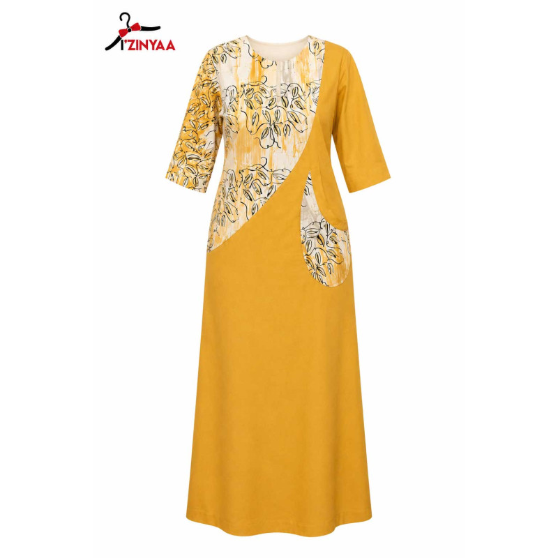 Robe Femme Izinyaa “Golden Leaf” — Élégance Fluide & Style Raffiné