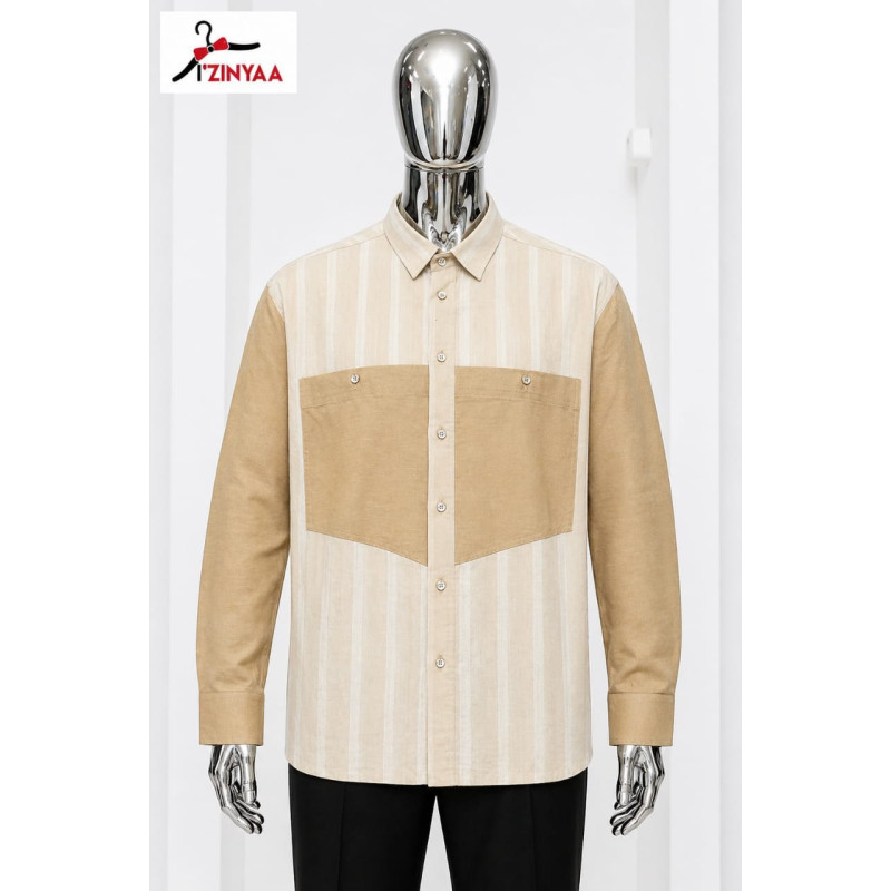 Chemise Premium Izinyaa “Sable Prestige” – Élégance Naturelle