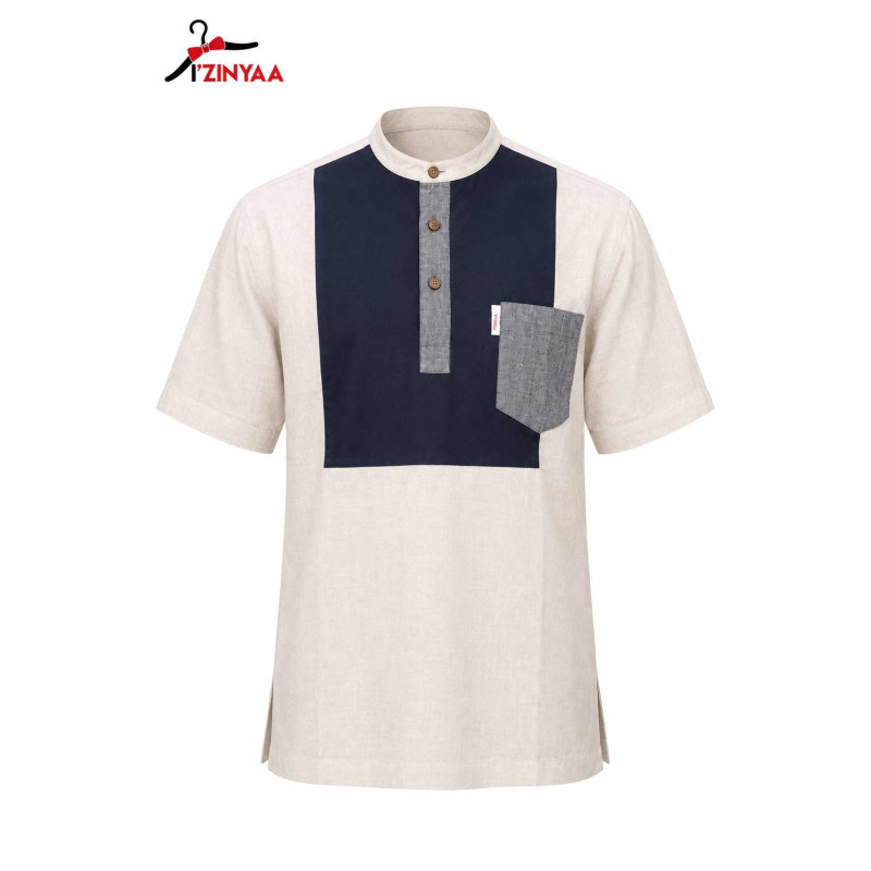Chemise Beige Élégance Marine Moderne