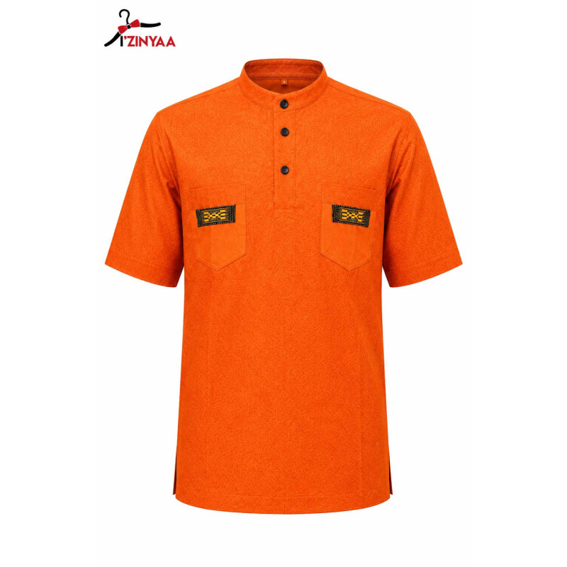 Chemise Orange Prestige Col Officier
