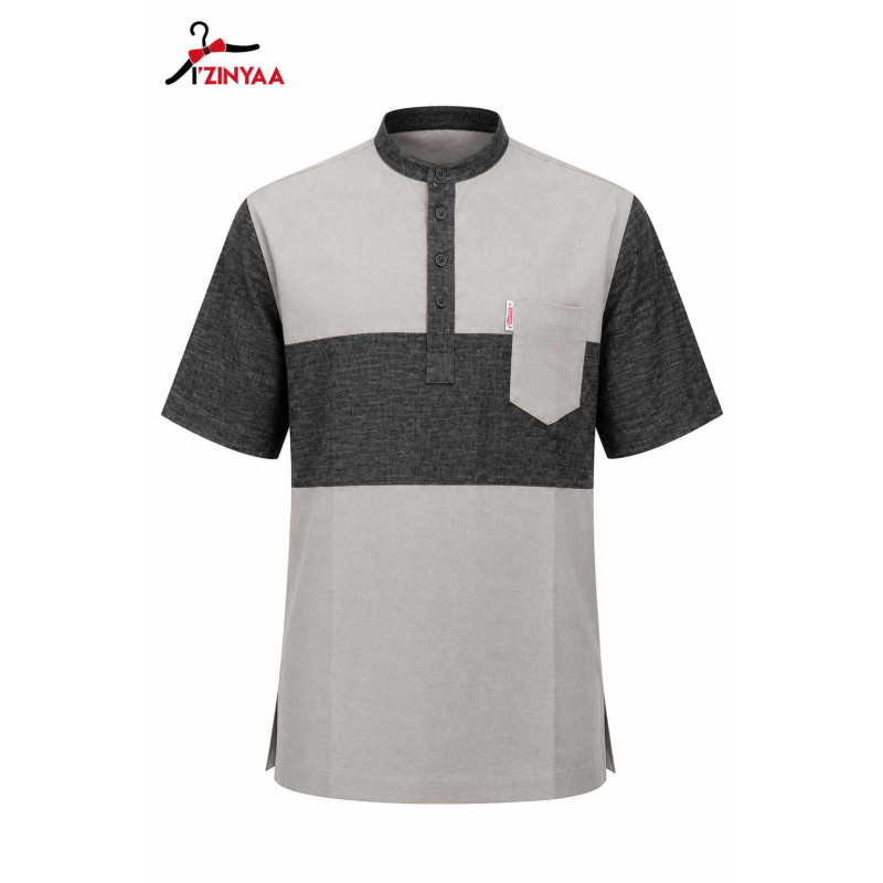 Chemise Gris Perle Élégance Contrastée
