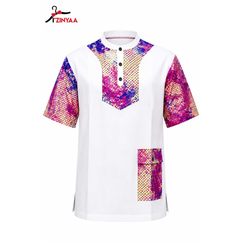 Chemise Artistique Blanche Éclat Multicolore