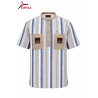 Chemise Rayée Bleu Élégance Artisanale Homme