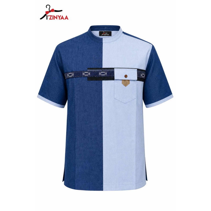 Chemise Bicolore Bleue Prestige Moderne Homme