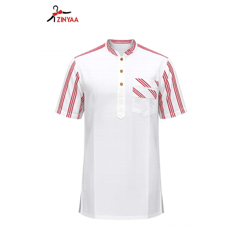 Chemise Blanche Rayures Rouges Élégance Moderne