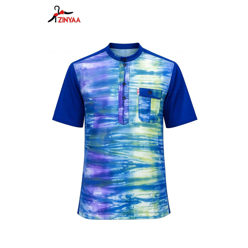Chemise Artistique Bleue Aquarelle Homme