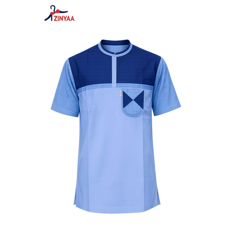 Chemise Bicolore Bleu Élégance Contemporaine Homme
