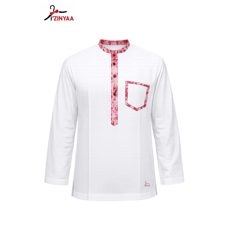 Chemise Blanche Marbrée Rose Prestige