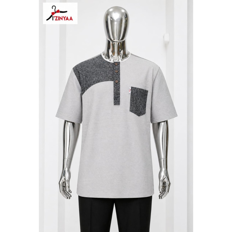 Chemise Premium Izinyaa “Graphite Curve” – Modernité Contrastée