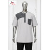 Chemise Premium Izinyaa “Graphite Curve” – Modernité Contrastée