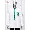 Chemise Premium Izinyaa “Emerald Prestige” – Blanc Raffiné & Détails Émeraude