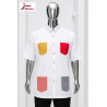 Chemise Premium Izinyaa “Color Patch” – Blanc Moderne & Détails Multicolores