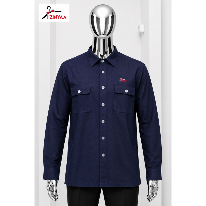 Chemise Premium Izinyaa “Bleu Majesté” – Élégance Intemporelle & Style Distingué