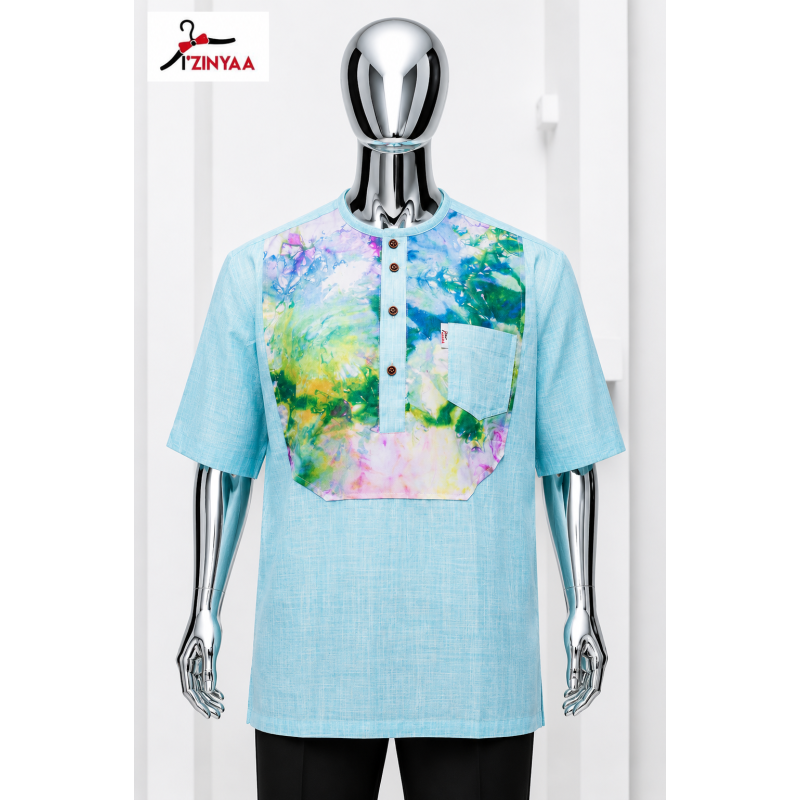Chemise Premium Izinyaa “Lagune Artistique” – Fraîcheur Élégante & Design Créatif