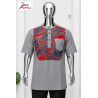 Chemise Izinyaa “Urban Splash”-Style Artistique Gris & Rouge