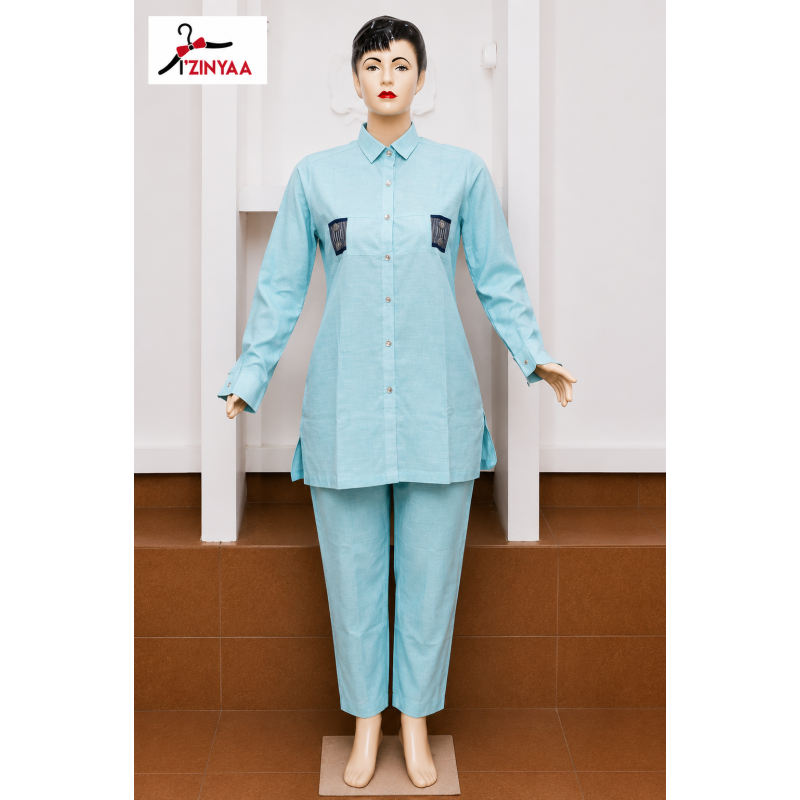 Ensemble Femme Izinyaa “Sky Elegance” — Chic Minimaliste Bleu Ciel