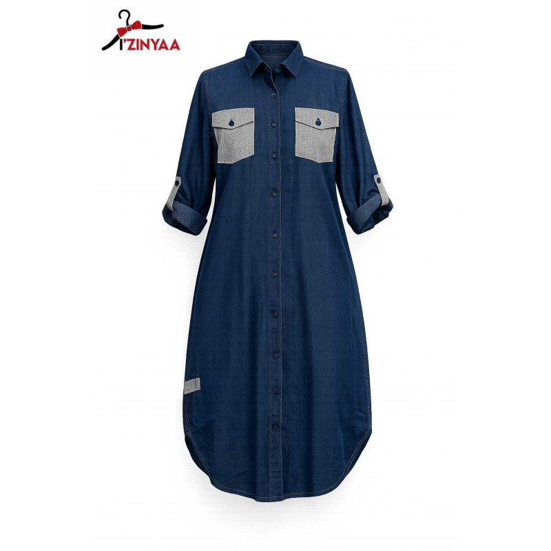 Robe Femme Izinyaa “Denim Grace” — Élégance Casual & Style Intemporel