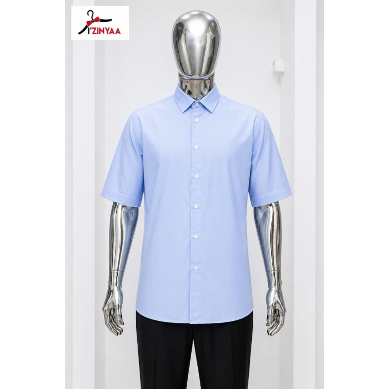 Chemise Premium Azinyaa “Épure Ciel” – Élégance Minimaliste