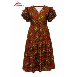 Robe Volants Motifs Terre...