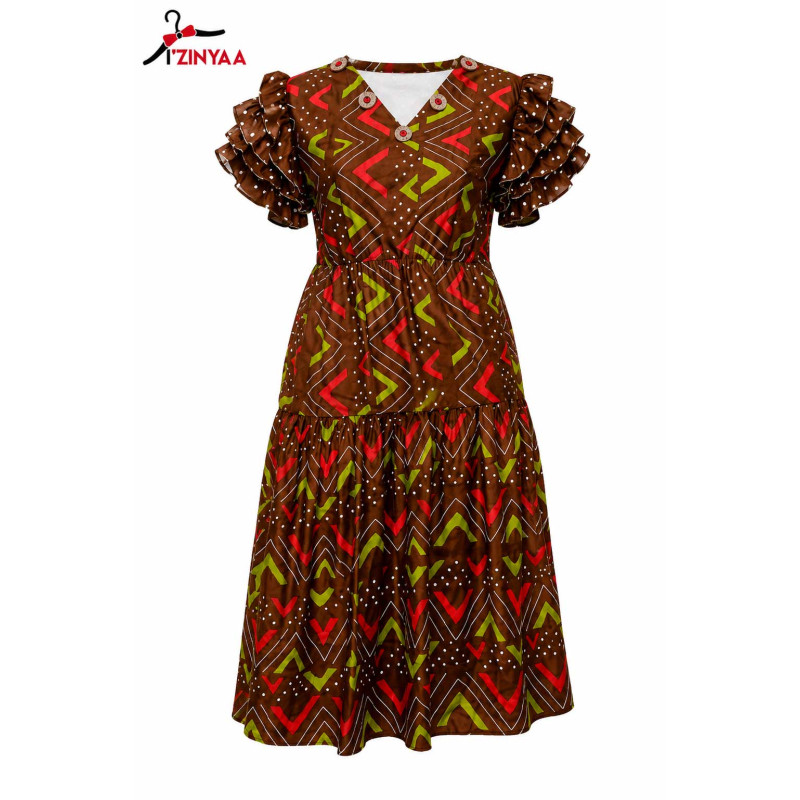 Robe Volants Motifs Terre Signature