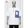 Chemise Premium Azinyaa “Blanc Signature Indigo” – Élégance Contrastée