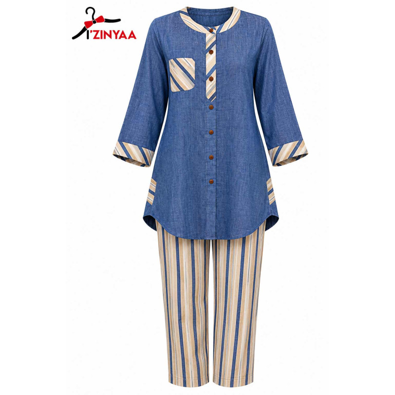 Ensemble Bleu Rayures Harmonie