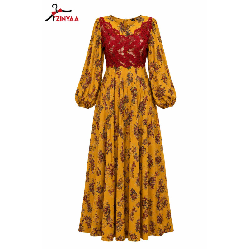 Robe Safran Dentelle Élégance Royale