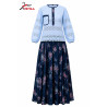 Ensemble Broderie Céleste Fleurs Marine